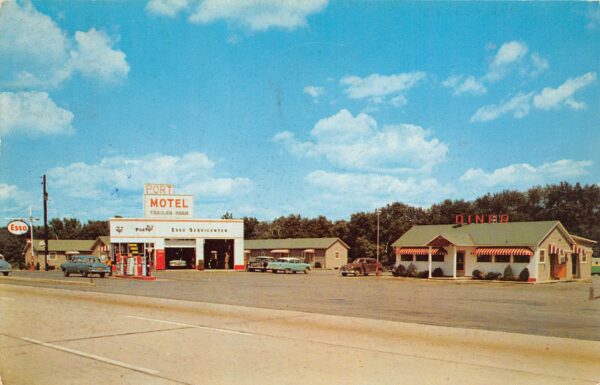 Port Trevorton Pennsylvania Port Motel, Service Center, & Trailer Park, Esso Gas Sign,PC U13723