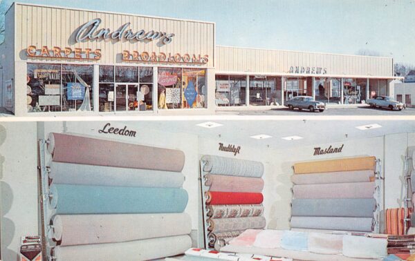 Bridgeport Connecticut Andrew's Rug Shop, interior, Photochrome Postcard U13726