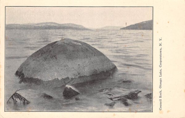 Cooperstown New York Council Rock, Otsego Lake, Divided Back Vintage PC U13736