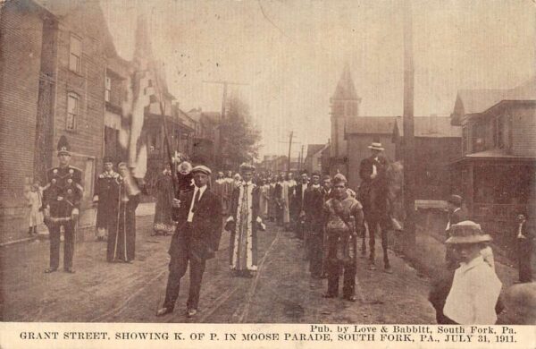 South Fork Pennsylvania Grant St Moose Parade Vintage Postcard AA75308
