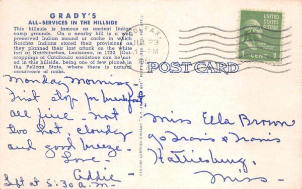 North Colfax Louisiana Grady's One Stop Cafe Vintage Postcard AA75313 - Image 2