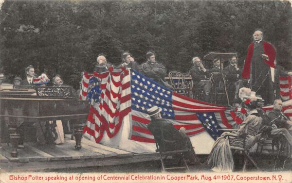 Cooperstown New York Cooper Park Centennial Bishop Potter Postcard AA75351