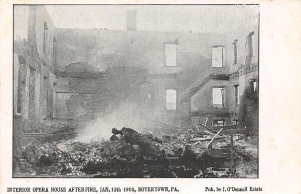 Boyertown Pennsylvania Opera House Fire Ruins Disaster Vintage Postcard AA75361