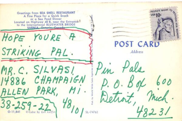 Sarnia Ontario Canada Sea Sell Restaurant Vintage Postcard AA75366 - Image 2