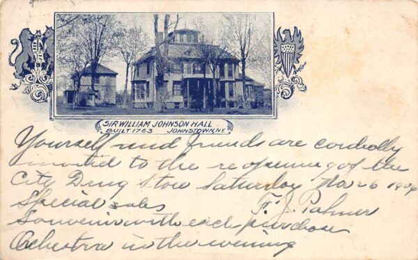 Johnstown New York Sir William Johnson Hall Vintage Postcard AA75375