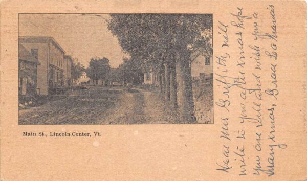 Lincoln Center Vermont Main Street, Undivided Back Vintage Postcard U13770