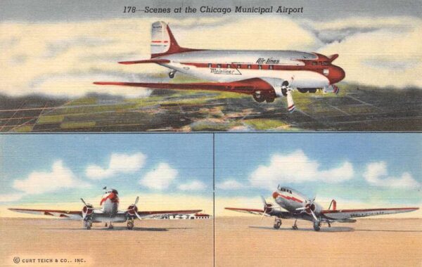 Chicago Illinois Scenes At Chicago Municipal Airport, Multi-View Linen PC U13779
