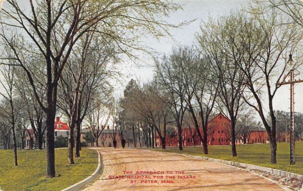 St. Peter Minnesota Approach To State Hospital For Insane, Color Lithograph PCU13785