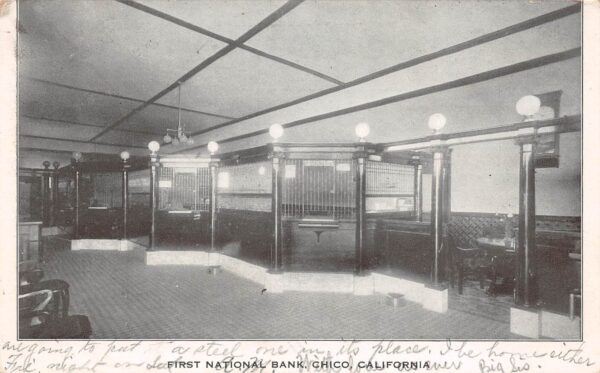 Chico California First National Bank, B/W Photo Print Vintage Postcard U13799