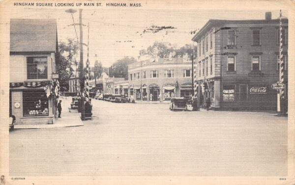 Hingham Massachusetts Hingham Square, From Main St., Coca Cola Sign, PC U13809