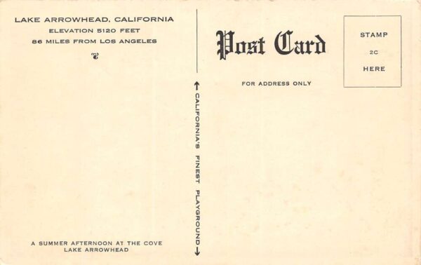 Lake Arrowhead California Cove Of Lake Arrowhead, B/W Chrome Vintage PC U13818 - Image 2