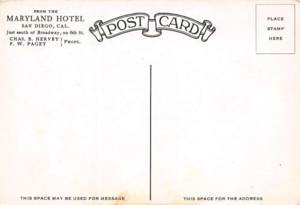 San Diego California Maryland Hotel, Poppy Room, White Border Vintage PC U13822 - Image 2