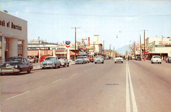 Bishop California Business Section, Bank Of America Vintage Postcard U13823