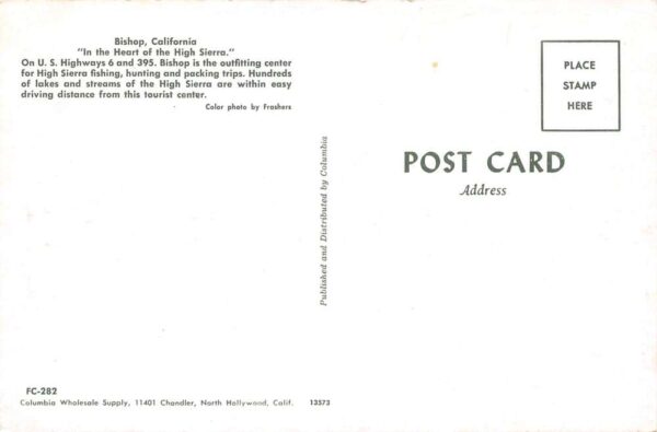 Bishop California Business Section, Bank Of America Vintage Postcard U13823 - Image 2