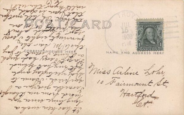 Troy Vermont Main Street & Park, Real Photo Vintage Postcard U13978 - Image 2