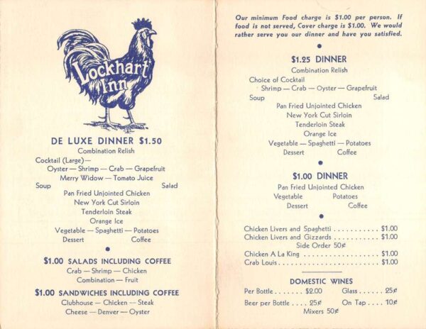 Seattle Washington Lockhart Inn Dinner Menu Fold Out Postcard AA75459 - Image 2