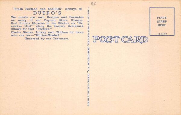 Minneapolis Minnesota Dutro's Seafood Restaurant Vintage Postcard AA75462 - Image 2