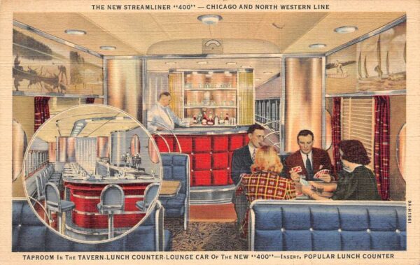 Chicago Northwestern Railroad Streamliner Lunch Counter Vintage Postcard AA75465