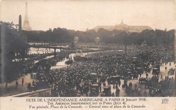 Paris France July 4 1918 American Independence Day Real Photo Postcard AA75473