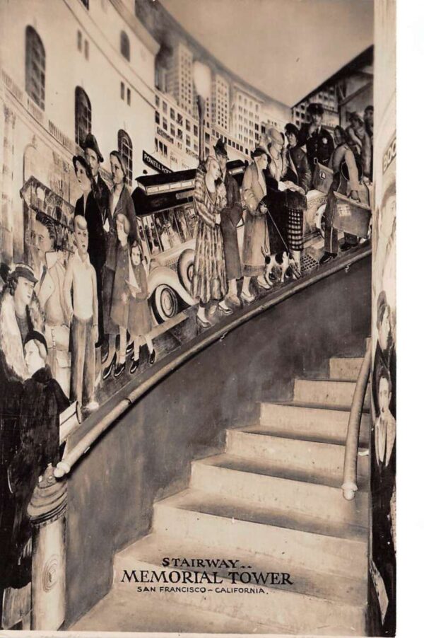 San Francisco California Memorial Tower Stairway Real Photo Postcard AA75483