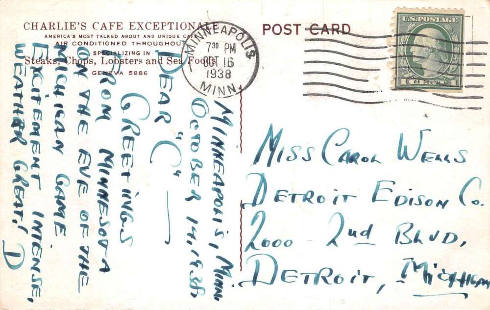 Minneapolis Minnesota Charlies Cafe Albee Sisters Singer Entertainer PC AA75650 - Image 2