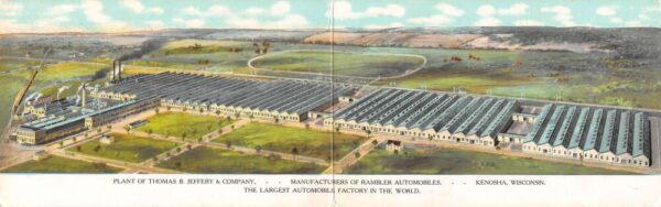 Kenosha Wisconsin Thomas B Jeffery Automobile Factory Bi-Fold Postcard AA75653