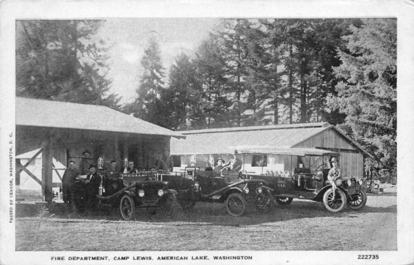 Camp Lewis Washington American Lake Fire Dept Vintage Postcard AA75655
