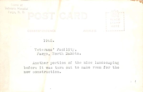 Fargo North Dakota Veterans Facility Gardens Real Photo Postcard AA75744 - Image 2