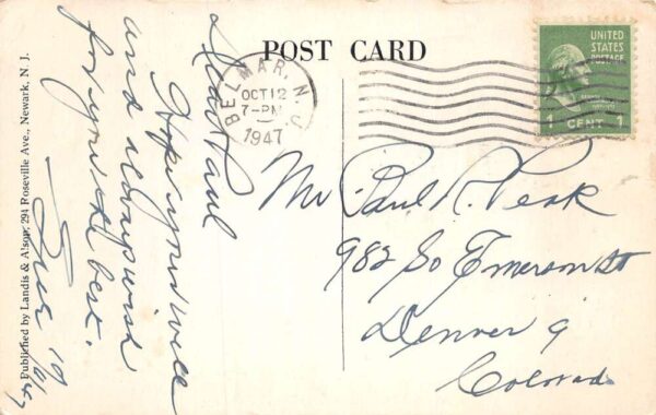 Belmar New Jersey New Newark Hotel, B/W Illustration Vintage Postcard U14026 - Image 2