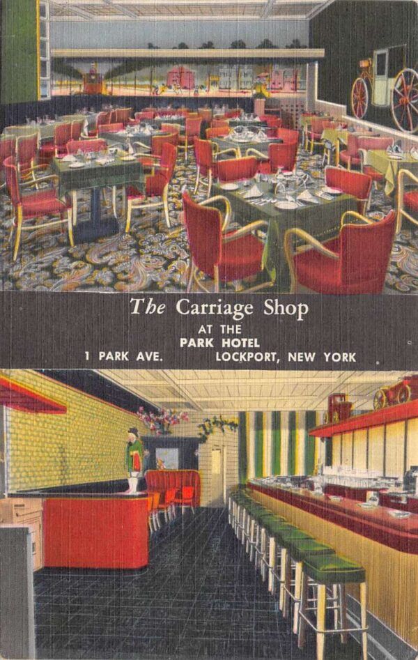 Lockport New York The Carriage Shop, Multi-View Linen Vintage Postcard U14040