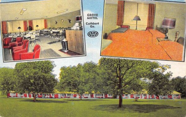 Cuthbert Georgia Grove Motel, Multi-View Linen Vintage Postcard U14042