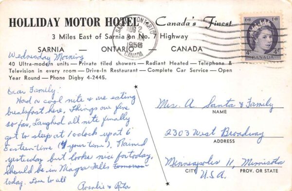 Ontario Canada Holliday Motor Hotel, Sarnia, Multi-View Photo Print PC U14057 - Image 2