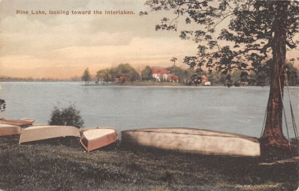 Pine Lake Michigan Pine Lake, Looking Toward The Interlaken, Hand Colored PCU14073