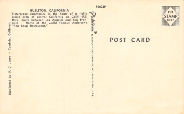 Buellton California Town View & Andersen's Restaurant, Chrome PC U14076 - Image 2