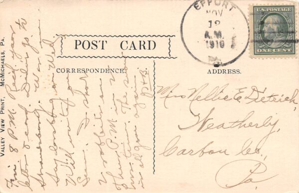 Effort Pennsylvania Upper Effort Hills, B/W Lithograph Vintage Postcard U14080 - Image 2