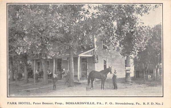 Bossardsville Pennsylvania Park Hotel, B/W Lithograph Vintage Postcard U14082