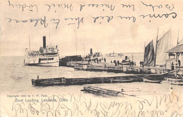 Lakeside Ohio Boat Landing, Undivided Back Vintage Postcard U14089