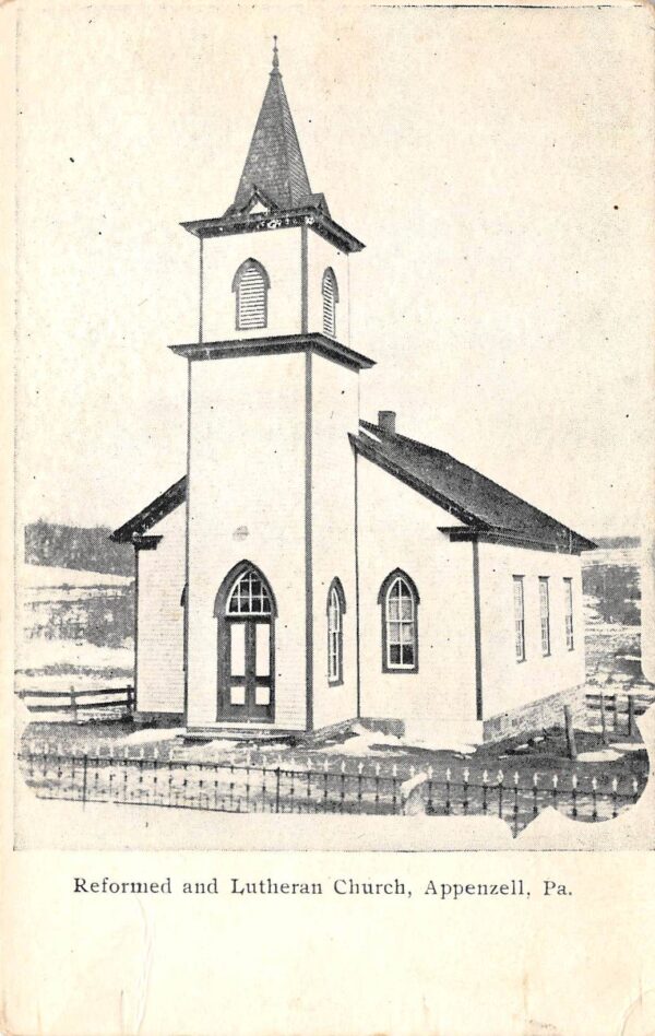 Appenzell Pennsylvania Reformed & Lutheran Church, B/W Lithograph PC U14107