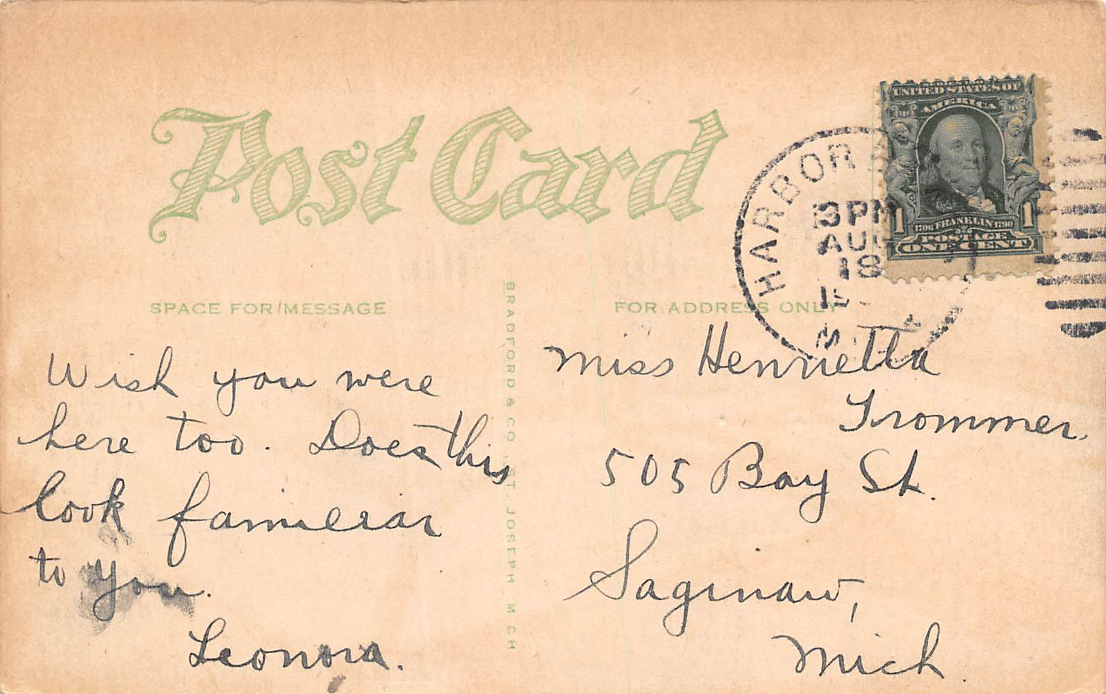 Harbor Beach Michigan Club House & Grounds, Color Lithograph, PC U14127 - Image 2