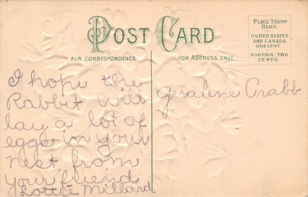 Loving Easter Wishes Girls' Heads In Flowers, Embossed, Vintage Postcard U14139 - Image 2