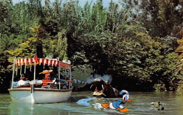 Anaheim California Disneyland, Jungle River Cruise, Mickey Mouse & Donald Duck Superimposed Cartoons PCU14156