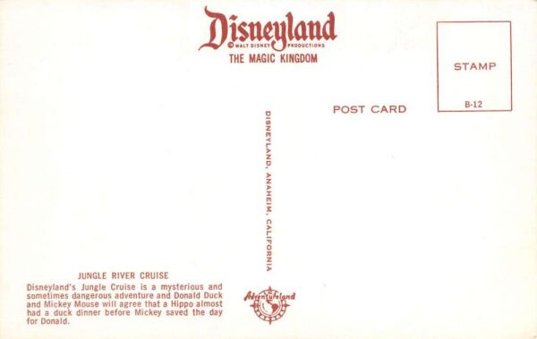 Anaheim California Disneyland, Jungle River Cruise, Mickey Mouse & Donald Duck Superimposed Cartoons PCU14156 - Image 2