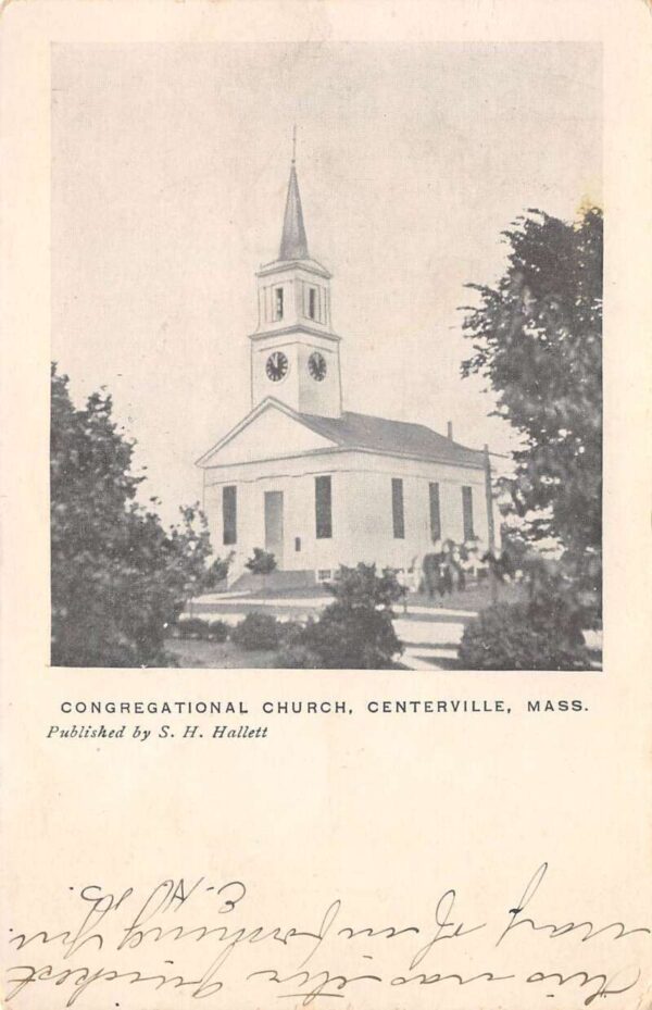 Centerville Massachusetts Congregational Church, B/W Lithograph Postcard U14163