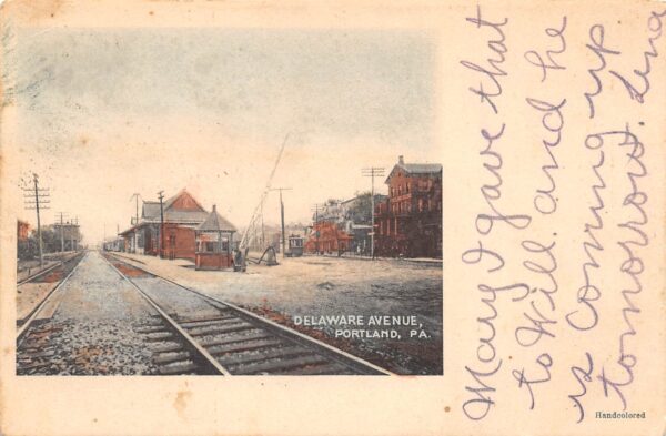 Portland Pennsylvania Delaware Avenue, Undivided Back Vintage Postcard U14188