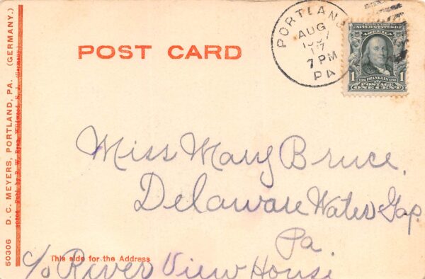 Portland Pennsylvania Delaware Avenue, Undivided Back Vintage Postcard U14188 - Image 2