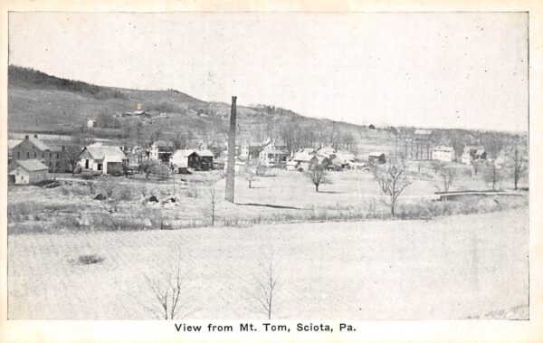 Sciota Pennsylvania View From Mt. Tom, B/W Lithograph Vintage Postcard U14190