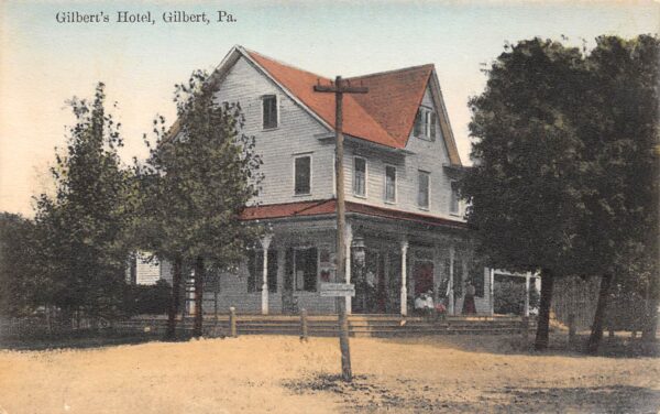 Gilbert Pennsylvania Gilbert's Hotel, Color Lithograph Vintage Postcard U14191
