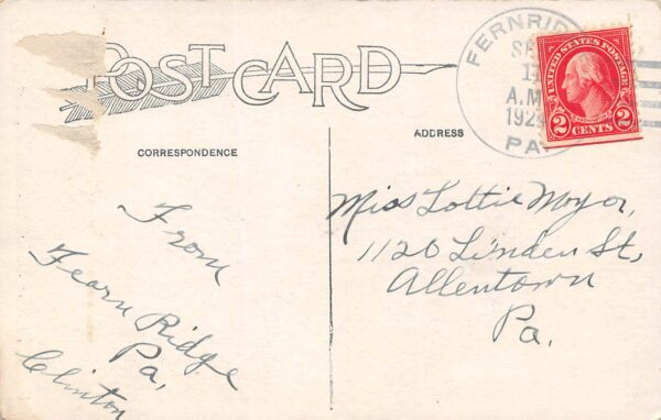 Kresgeville Pennsylvania Kunkle's Mill, Sky Tinted Vintage Postcard U14192 - Image 2