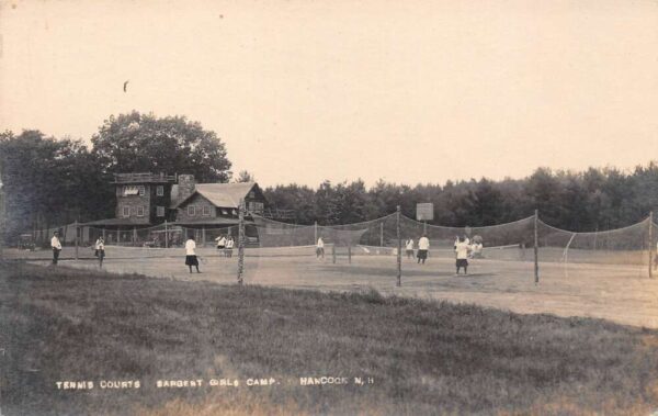 Hancock New Hampshire Sargent Girls' Camp, Tennis Courts, Vintage RPPC U14232