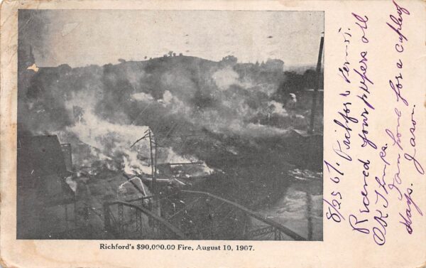 Richford Vermont Fire Scene, August 1907, Undivided Back, Vintage PC U14251